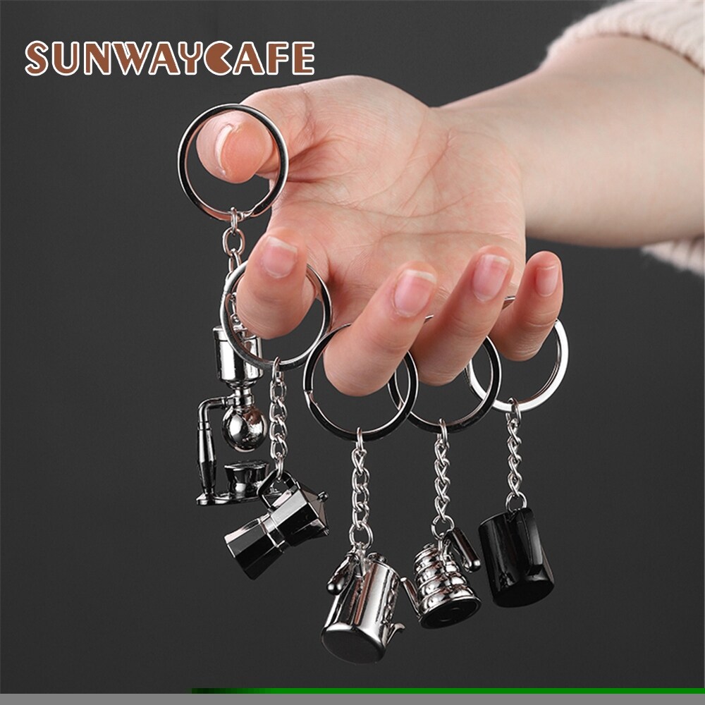 Gambar Coffeeware Espresso Accessories Gift Coffee Machine Handle Moka Pitcher Keyring Portable Creative Barista Coffee Tamper Keychain