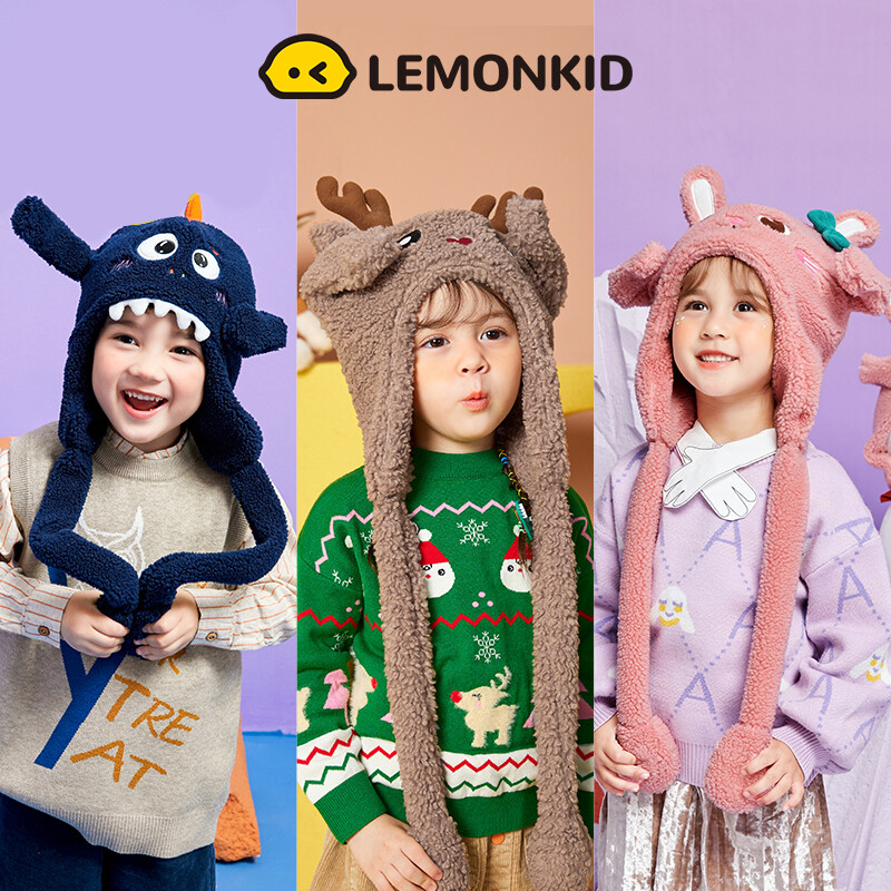 Lemonkid mũ mùa đông cho bé mũ mùa đông trẻ em thoải mái chống tĩnh điện hình hoạt hình dễ thương có tai di chuyển lk2210029