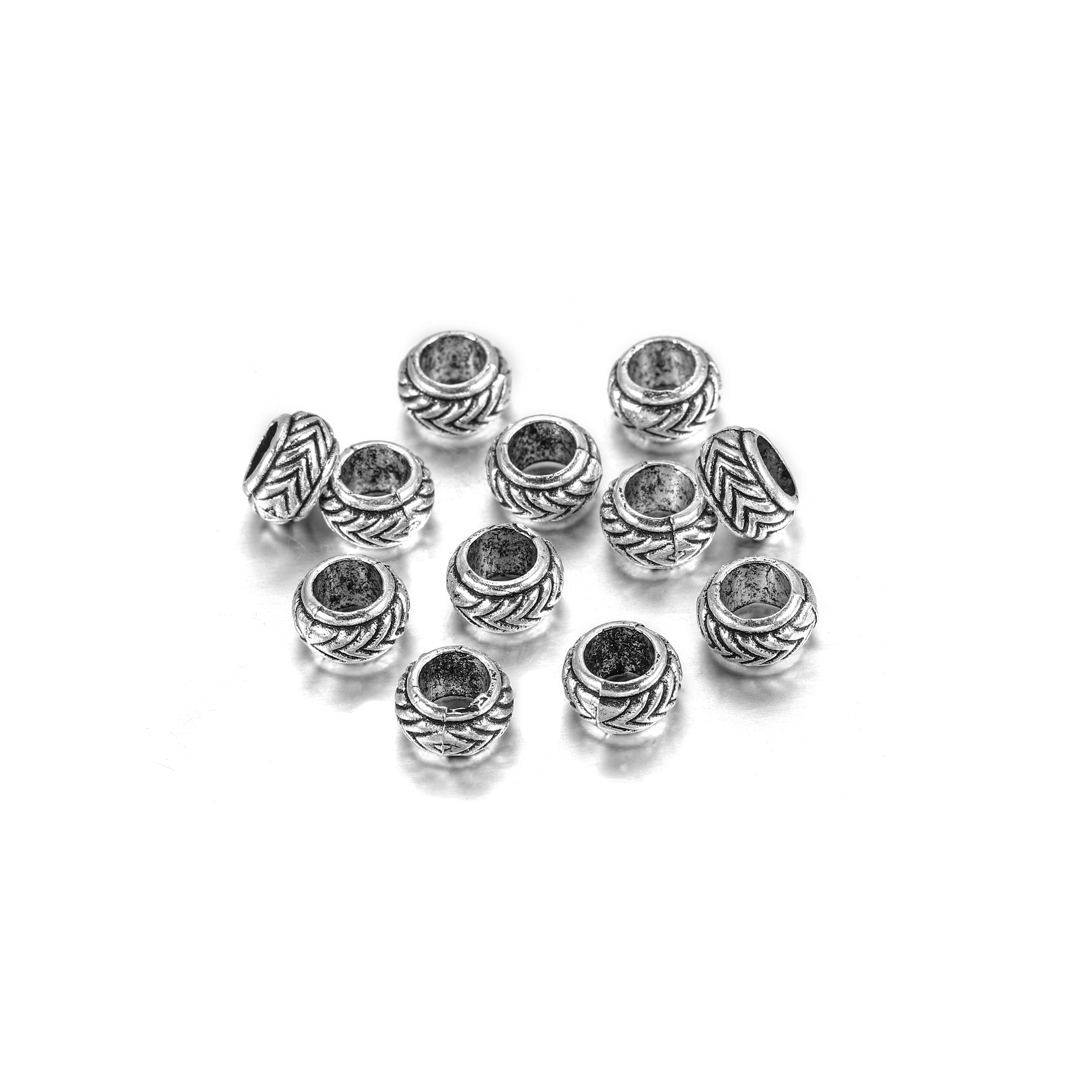 St. kunkka 20 cái lô màu Bạc Tây Tạng lỗ lớn hạt đá phân cách rời kim loại hợp kim kẽm hạt charm cho vòng tay tự làm làm đồ trang sức