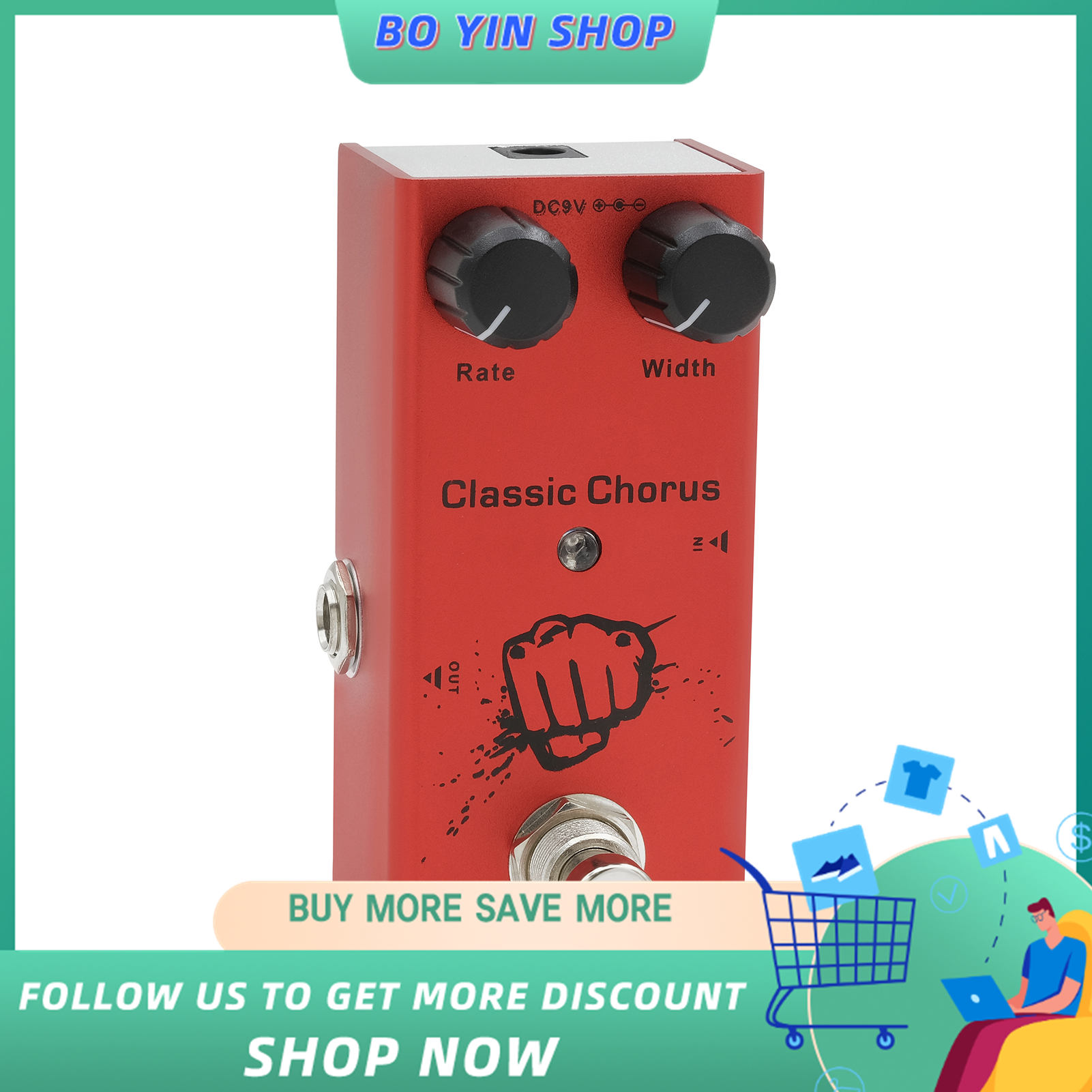IRIN EF-05 Electric Guitar Effect Pedal Portable Guitar Effector Mini Single Electric Guitar Effect Pedal with True Bypass - Classic Chorus (Red)