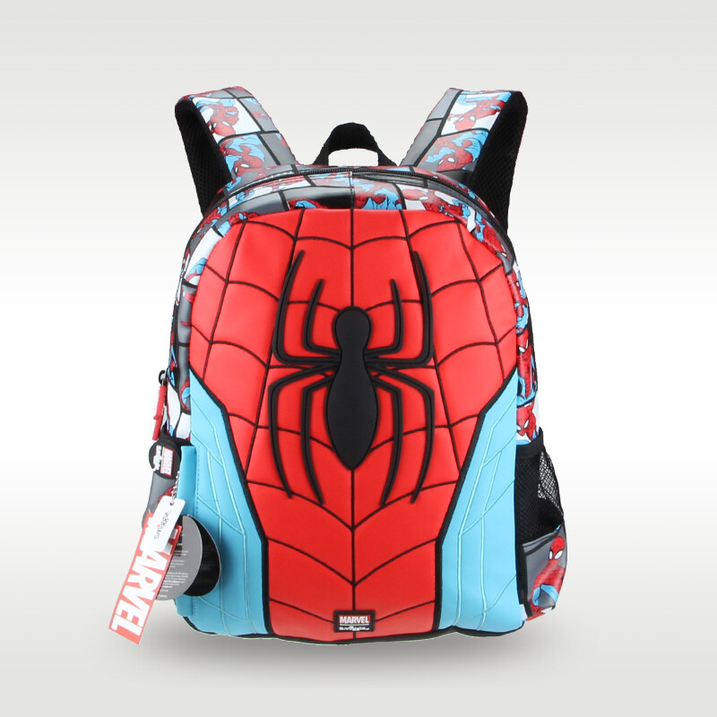 Smiggle túi đi học cho trẻ em ba lô bé trai nhện nhện người đàn ông mũ chống thấm nước cung cấp cho trẻ em 4-7 tuổi 14 inch