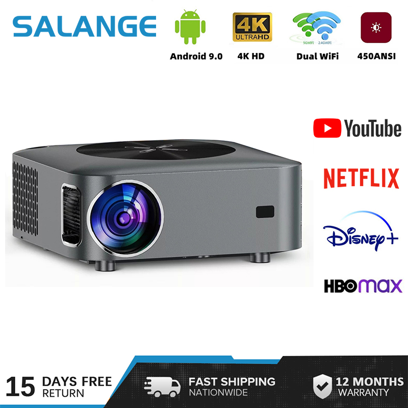 Salange X2 Mini Portable Projector Profesional Android 9.0 5G Wifi Full 4K HD 1080P 12000lm BT5.1 Smart Home Theater Proyector ราคา 4,943 บาท*ส่งฟรี