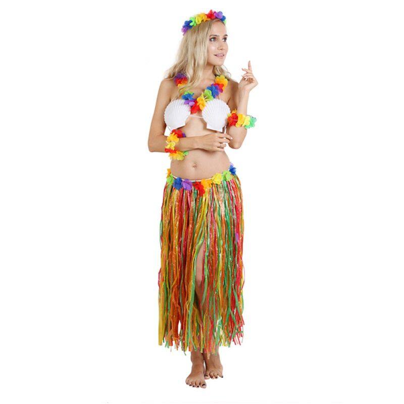 Wristbands Hula Party Joblot x5 Garland 5 Hawaiian Fancy Dress Grass Skirts 