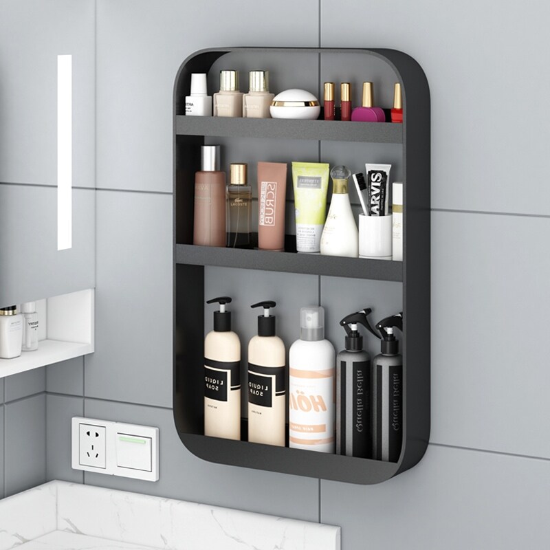 Gambar Bathroom shelf punched hanging multilayer free balcony above the toilet bathroom toilet washing machine receive a shelf