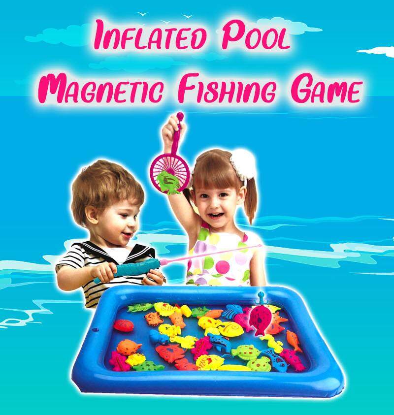 Inflated Fishing Swimming Pool Magnetic Fish Pole Fishing Game Baby  Educational Toys for Kids (20pcs)