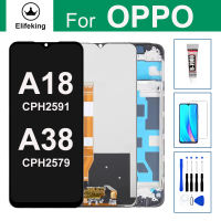 จอ LCD แบบดั้งเดิมสำหรับ OPPO A18 CPH2591/A38 CPH2579จอแสดงผลหน้าจอสัมผัสประกอบดิจิไทเซอร์พร้อมเครื่องมือและกาวฟรี