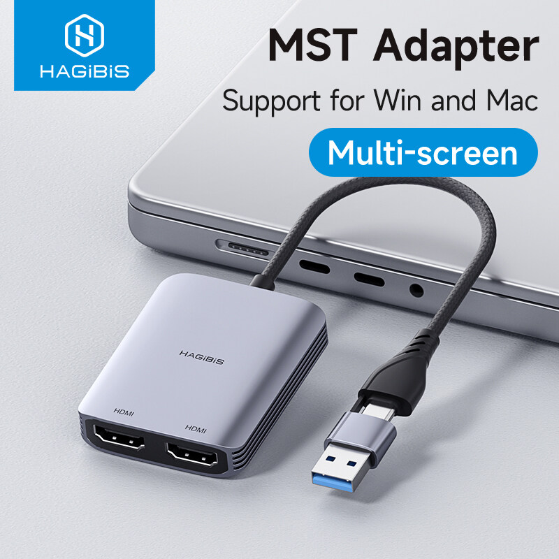 Hagibis USB 3.0 /USB C to Dual HDMI Adapter for Mac&Windows MST Dual Monitor Converter Triple Display for Apple M1/M2/M3 Chip HDMI Splitter Extended for MacBook Pro Air Mac mini Studio