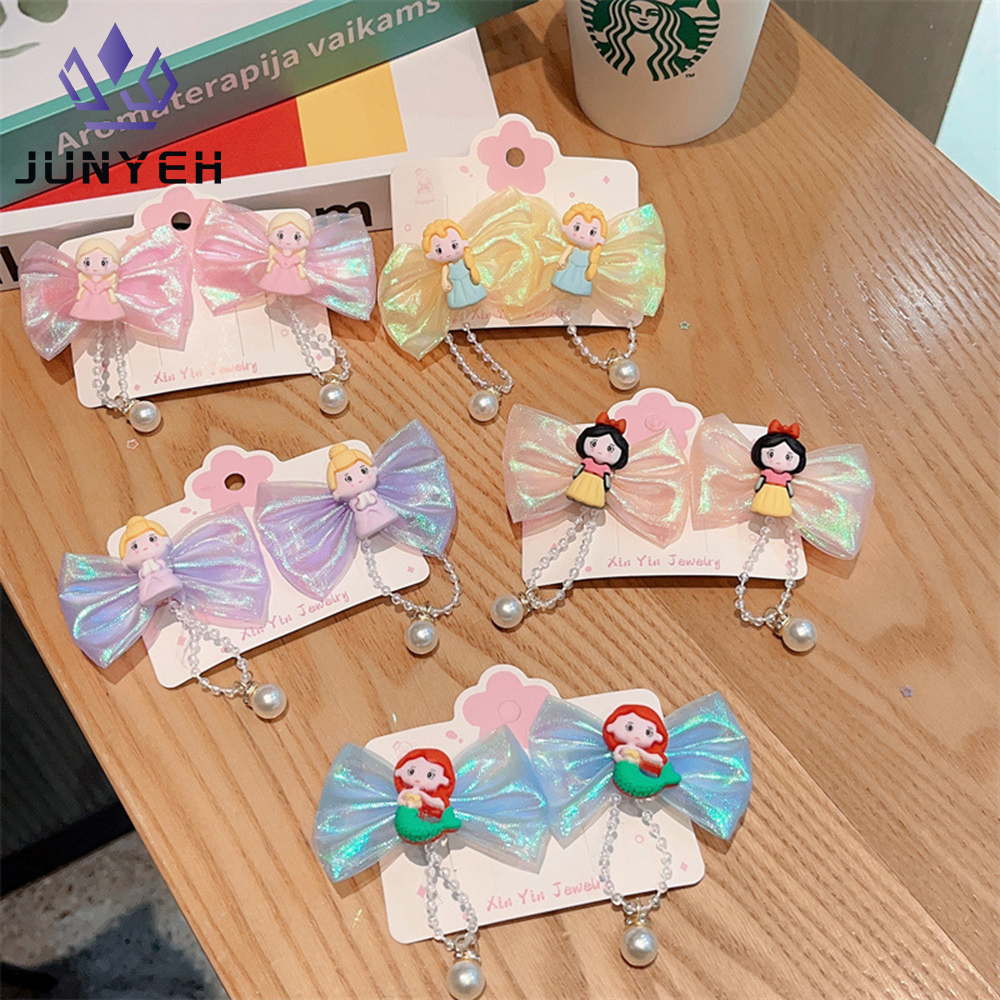 Junyeh 2 Pcs/set Bow Hair Clip For Baby Girl Sweet Girl Butterfly Knot Duckbill Clip Bobby Pin Headflower Hair Accessory ราคา 23 บาท*ส่งฟรี