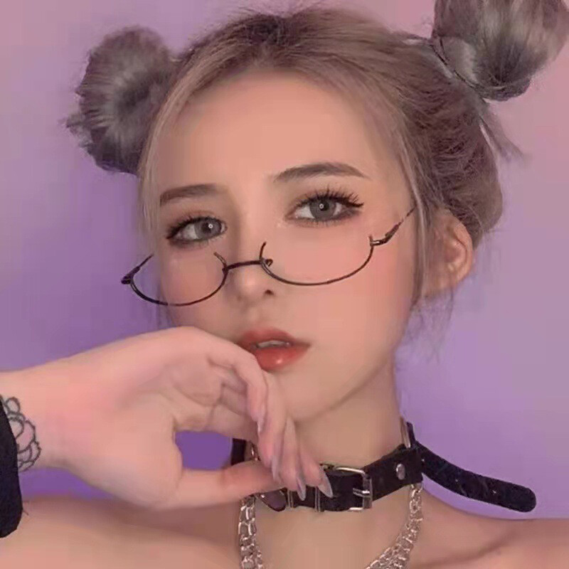 🔥🔥🔥kính hai chiều nhật bản gọng kính trang trí nửa gọng không thấu kính gọng kính nửa dưới gọng kính nữ
