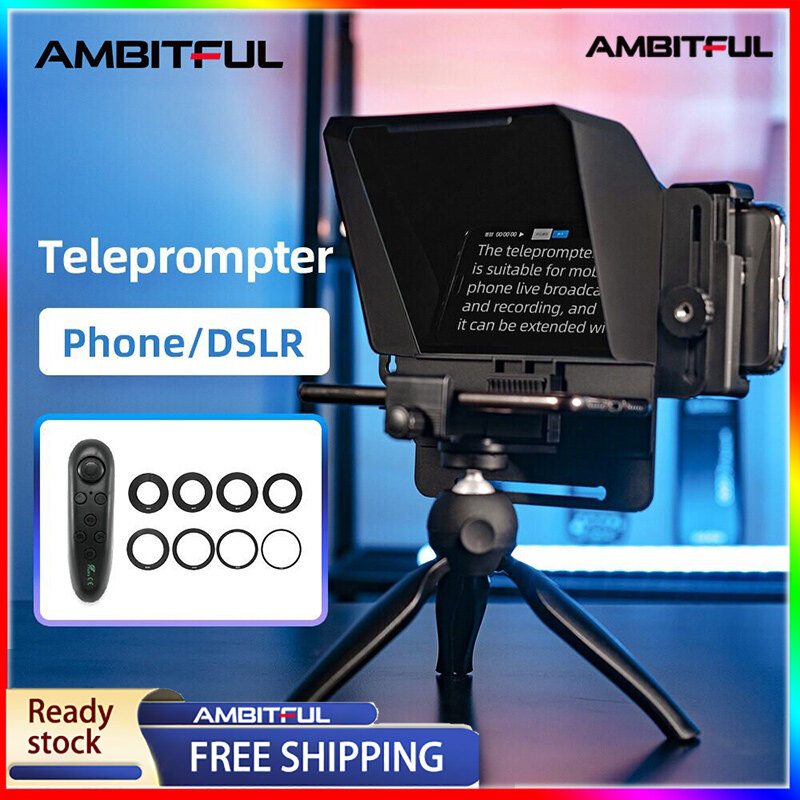 Máy ghi hình cầm tay mini teleprompter, quay video tạo tác di động có điều khiển từ xa để ghi hình điện thoại và DSLR