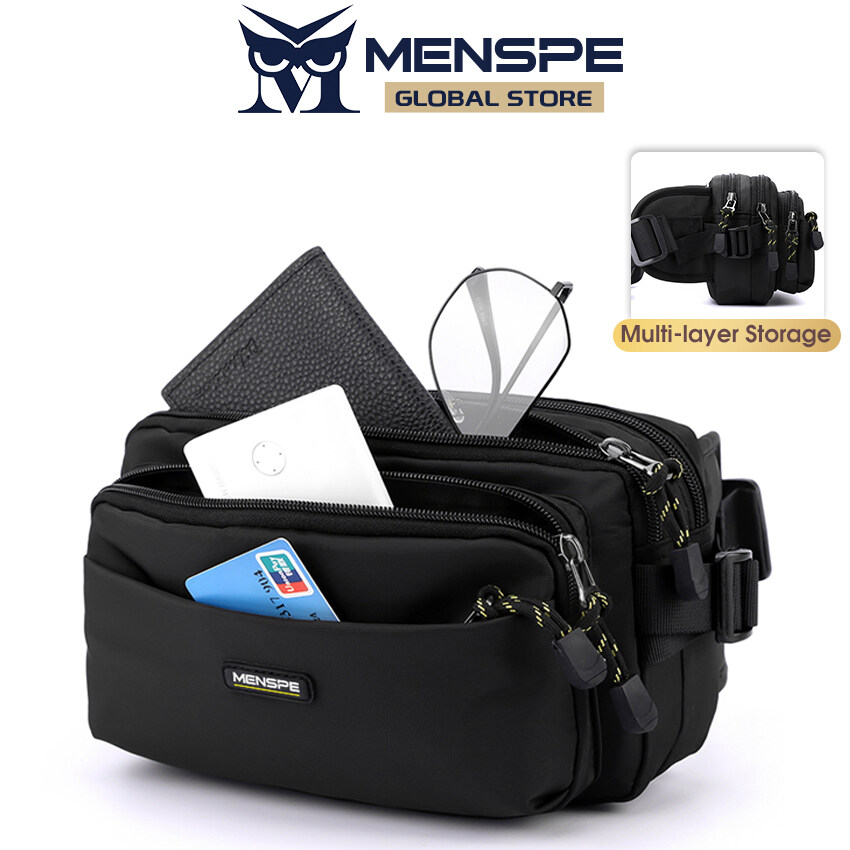 MENSPE Men Bag Nylon Chest Pack Beltbag For Men Multi-layer Chest Bag Crossbody Pack Zipper Waist Sports Bag Waterproof Bag Street Shoulder Bag Messenger Bag Travel Bag for Work or Business
