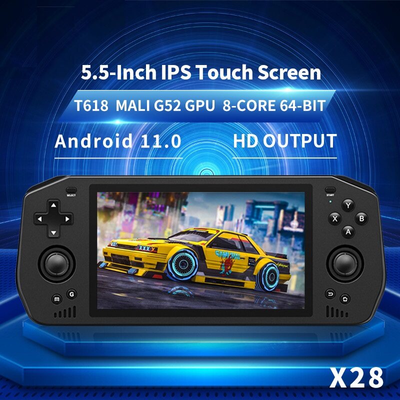 POWKIDDY X28 Android 11.0 System Handheld Retro Game Console 5.5 Inch HD Touch Screen Portable Video Player Equipped With T168 Chip Gaming Support Google Store