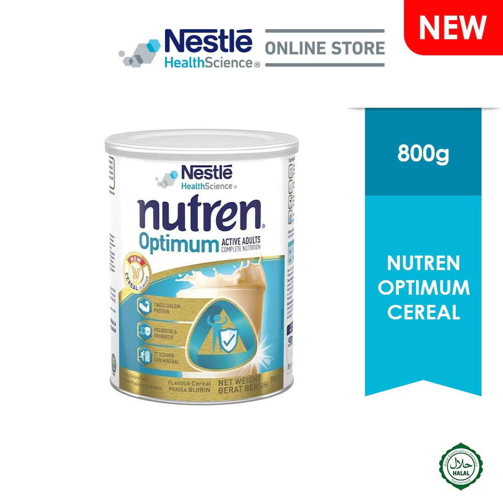 NUTREN Optimum Vanilla I Try New Cereal Flavor (800g) I High Whey Protein I Muscle Strength - Jenama Nestlé Harga 124 Ringgit*Penghantaran Percuma