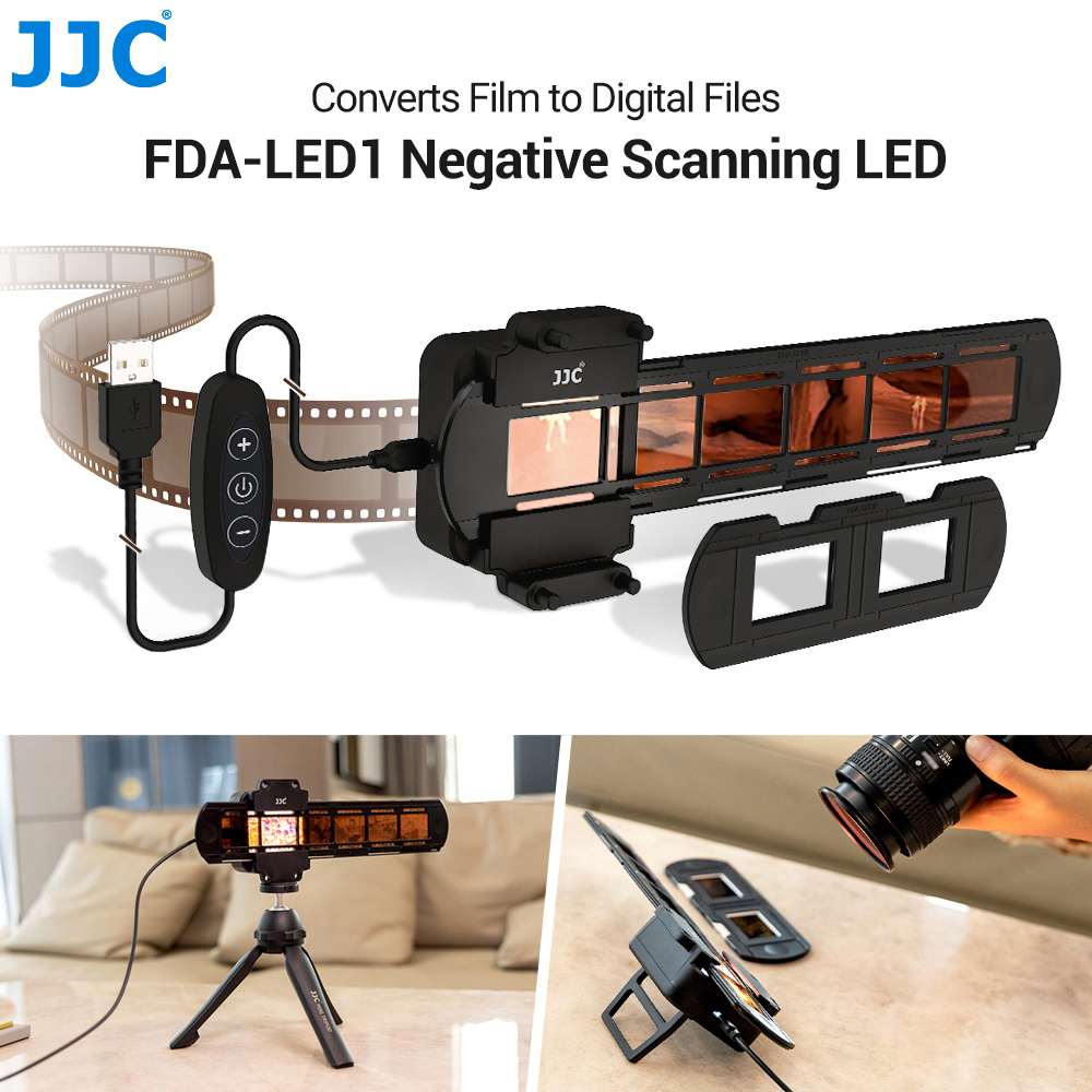 JJC 35mm Bộ đèn LED số hóa slide phim , đèn phục hồi sao chép âm bản phim, phụ kiện chụp ảnh phim âm bản, với giá đỡ dải phim và giá treo slide