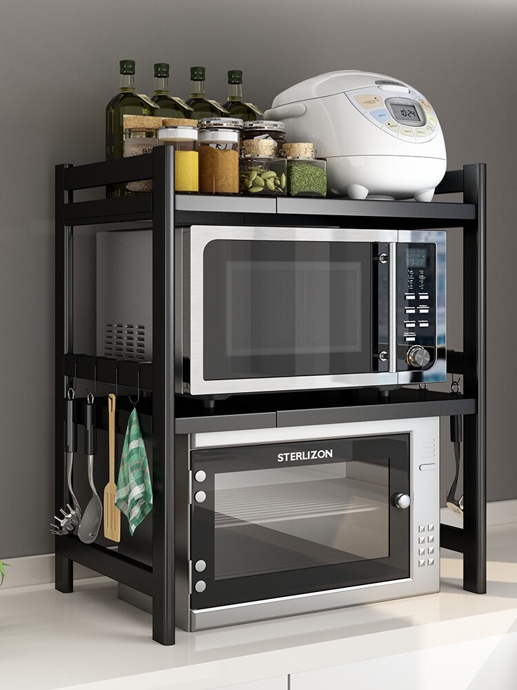 Gambar Kitchen shelf desktop microwave oven rack win plane double scalable household rice cooker is received