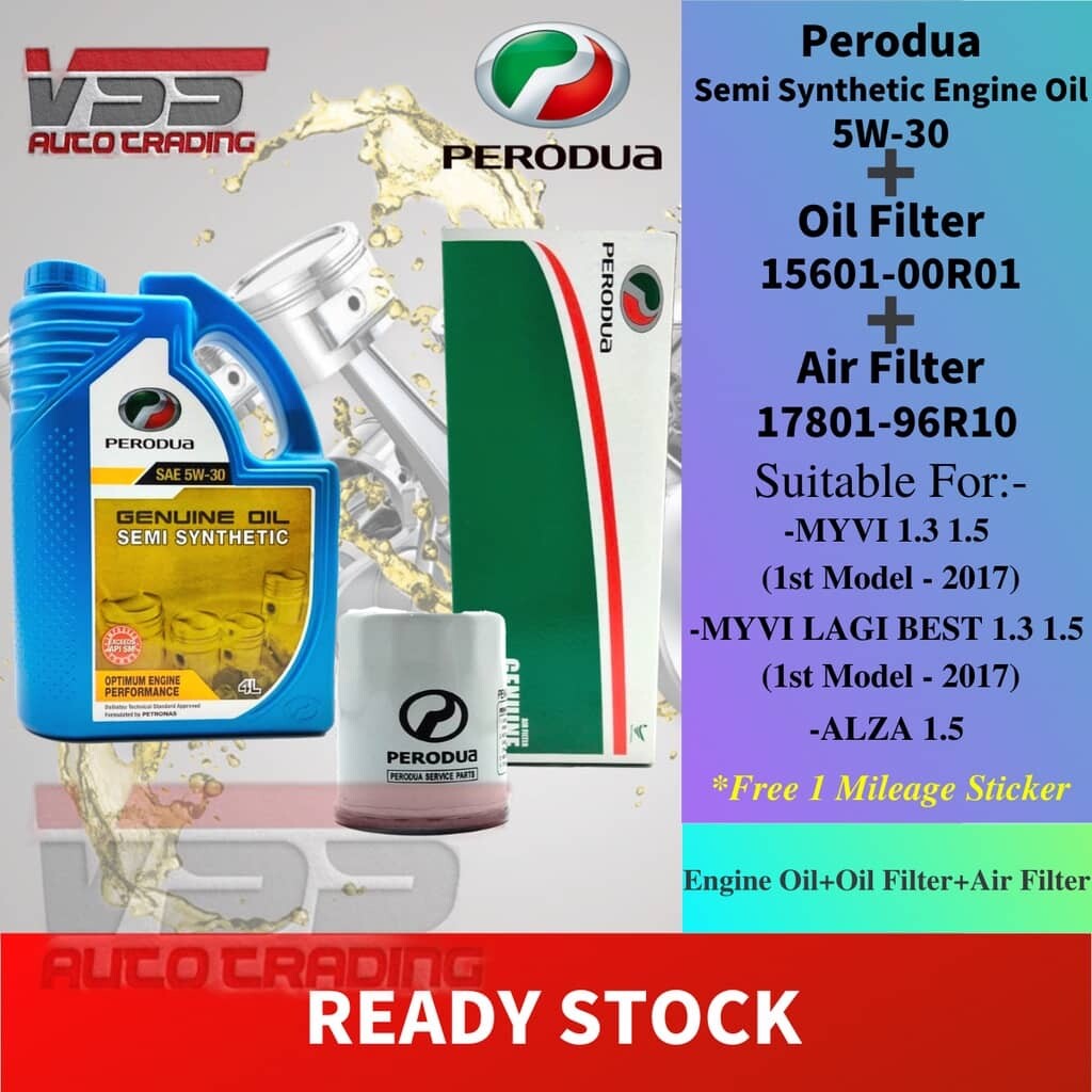 Perodua Semi Synthetic Engine Oil SAE 5W-30 4L OLD PACKAGING+ FOC Perodua Oil Filter