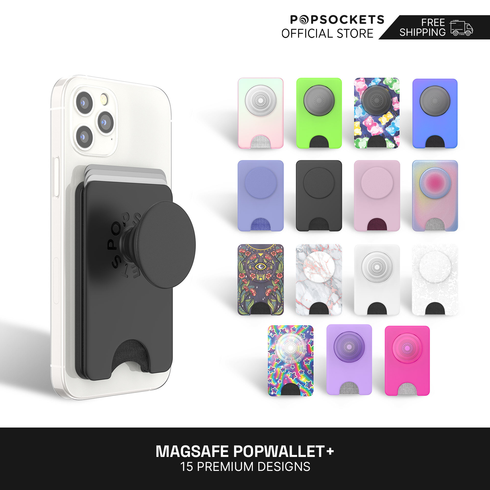 PopSockets PopWallet+ for MagSafe | Ví Tiền Gắn Điện Thoại Tiện Dụng Và Dễ Thương, Sành Điệu Cho Nam Nữ | Chân Đế, Giá Đỡ MagSafe Cho Điện Thoại