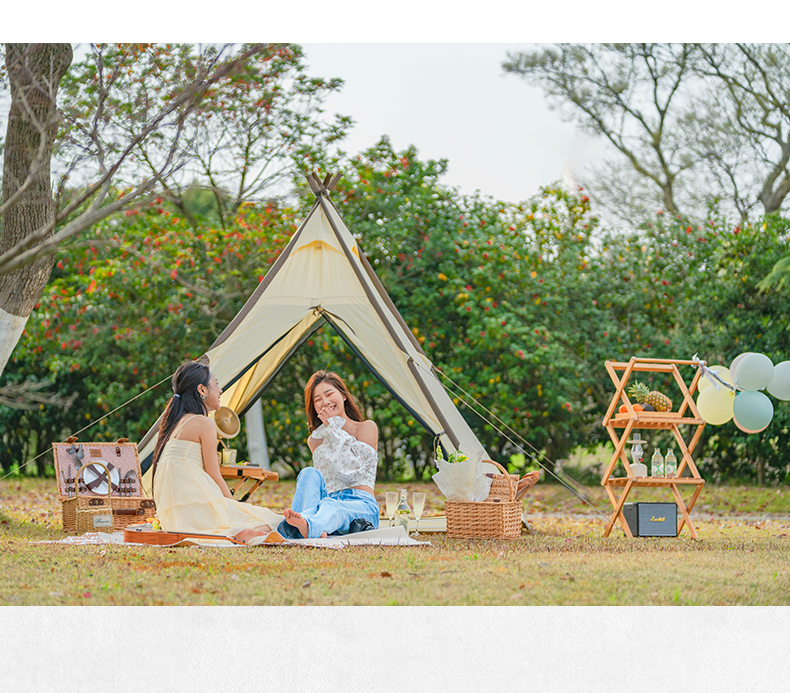 MOBI GARDEN Camping Cotton Pyramid Tent 2-3 Person Family Canvas Tent Tower A Waterproof · v30