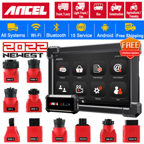 ANCEL X7 HD Heavy Duty Truck Diagnostic Tools HOBD All System Scanner with ABS SAS DPF TPMS Oil Reset Functions for FUSO/HINO /Isuzu /VOLVO/ Cummins/Kia Bluetooth Professional OBD2 Truck Automotive 2 in 1 Scan Tools pk X6 HD ราคา 22,250 บาท*ส่งฟรี
