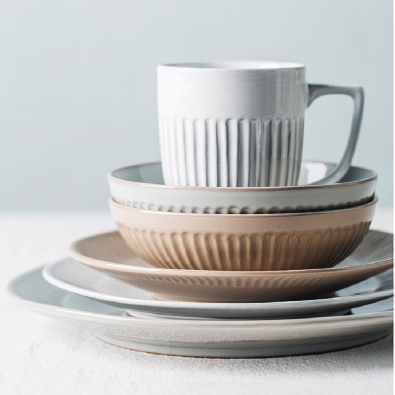 Gambar New Retro Style Nordic Ceramic Tableware Made of Old Dishes and Dishes Western Tableware Personalized Restaurant