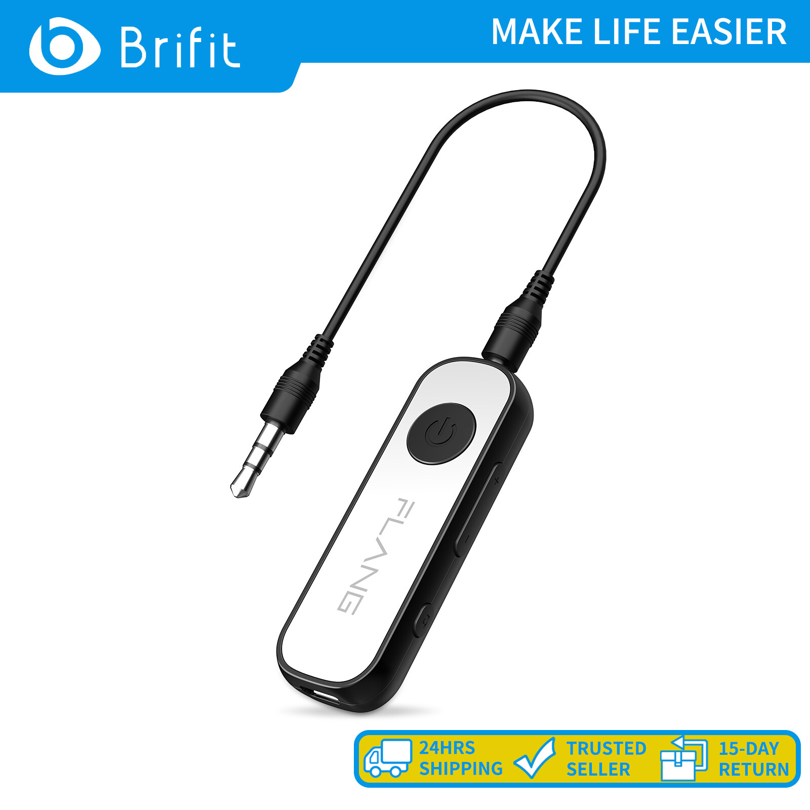 Brifit Bluetooth receiver Car Bluetooth 5.1 audio receiver Intelligent noise reduction, one-click photo taking, wake up voice assistant, volume adjustment, suitable for home stereo/speaker, dual Bluetooth connection ราคา 198 บาท*ส่งฟรี