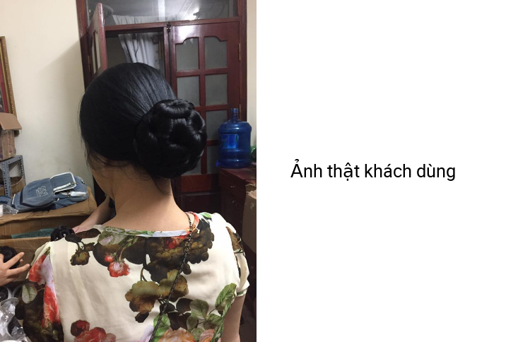 Búi tóc giả trung niên cao cấp dầy đẹp, kẹp tóc giả cổ trang BÚI HOA KHÔNG ĐÁ