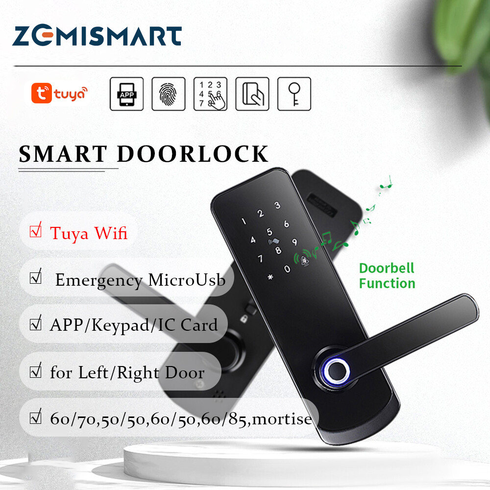 Zemismart Tuya WiFi Fingerprint Smart DoorLock with Doorbell Electronic Biometric Lock Home Keyless Combination Passward Entry Biometric Fingerprint Locker Hotel Airbnb Smart Entry Home Handle App Unlock Digital Intelligent Lock ราคา 3,899 บาท*ส่งฟรี