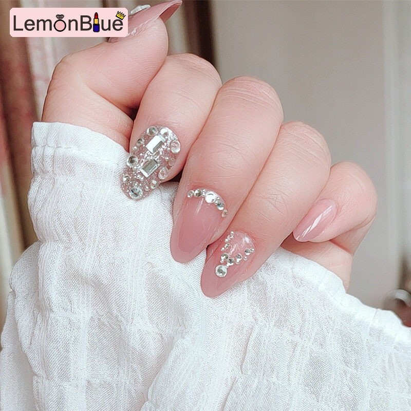 Gambar LemonBlue 24pcs Diamonds Wear Fashion Manicure Patch False Nails Save Time Wearable Nail Patch with Glue