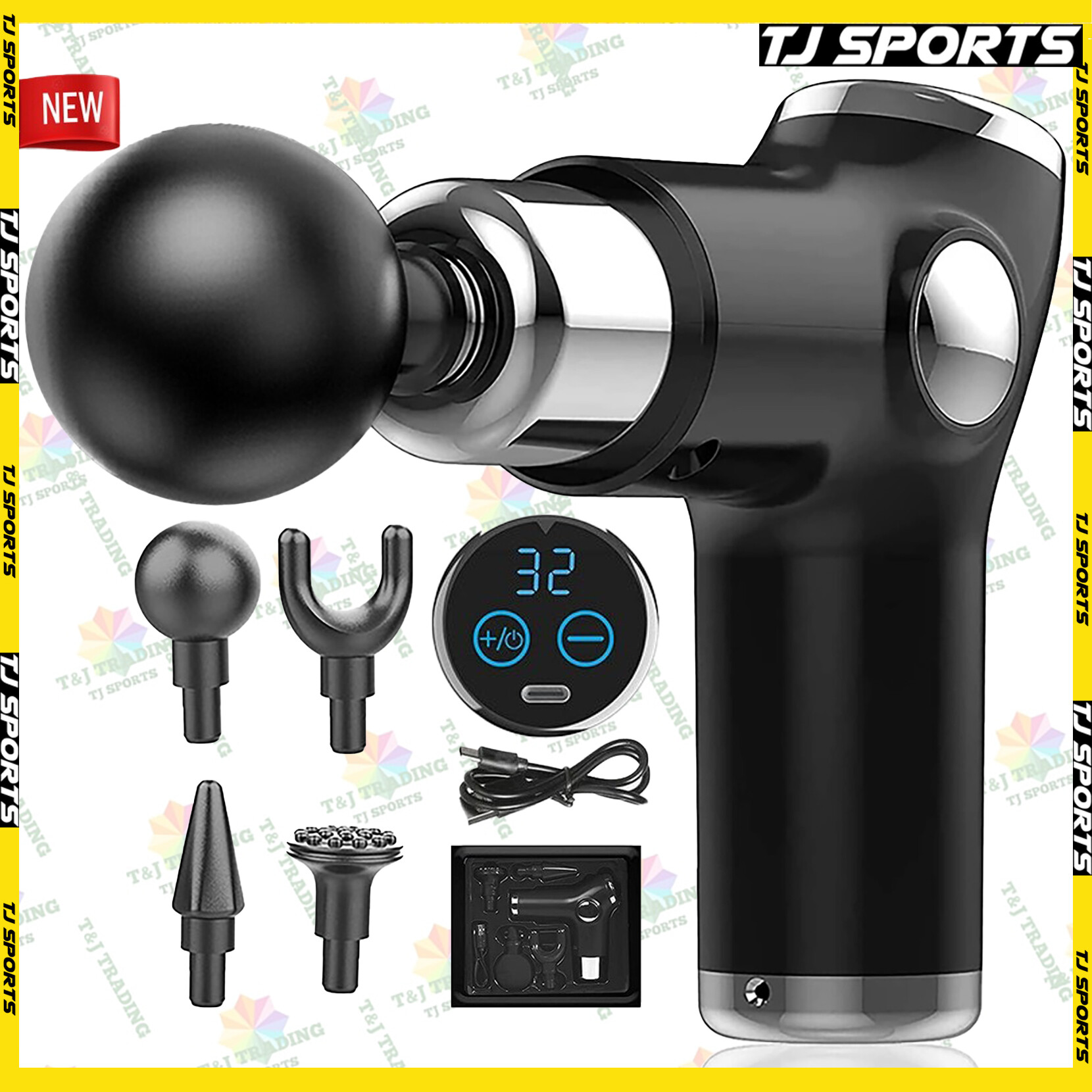 Gambar 2021 Latest Mini Massage Gun 32 Speeds 4 Massage Heads Portable Gym Fitness Health Vibrator Muscle Pain Release Muscle Relaxation TJ SPORTS