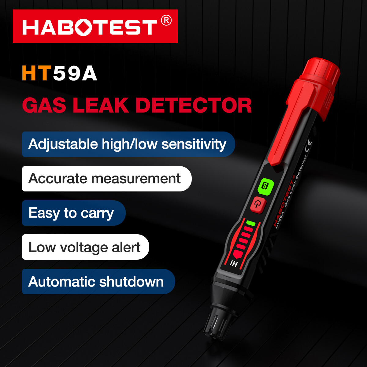 Habotest ht59a khí gas dễ cháy Bộ dò rò rỉ 50-1000ppm khí đốt tự nhiên bộ dò rò rỉ nồng độ Màn hình LCD với âm thanh và ánh sáng báo động