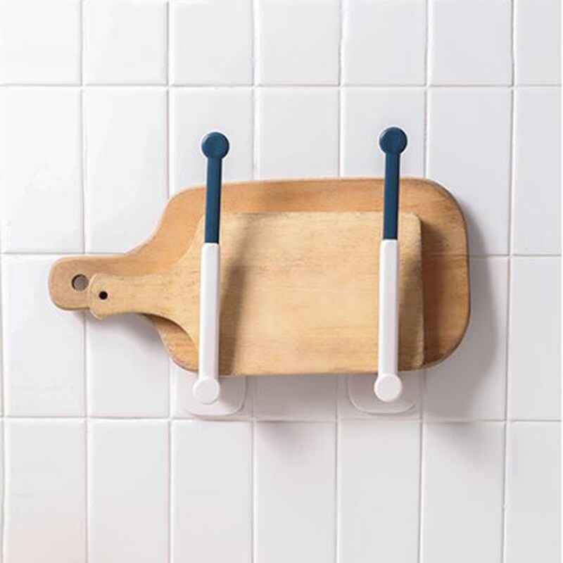 Gambar L Shaped Telescopic Hook Sticky Hooks Rotatable Wall Shelf Hanger Kitchen Organizer Lid Rack Bathroom Storage Napkin Holder