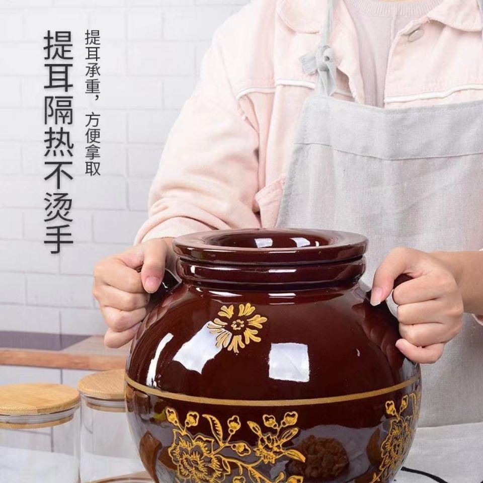 Gambar Ceramic oil tank kitchen supplies household oil jar earth pottery oil pot high temperature resistant lard jar sealed tank special