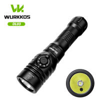 Wurkkos ไฟชาร์จไฟได้ดำน้ำ DL03-2800LMลำแสง480เมตรเลเซอร์สีเขียวและตัวบ่งชี้พลังงานกันน้ำ100เมตรสำหรับการดำน้ำตอนกลางคืนอย่างปลอดภัย