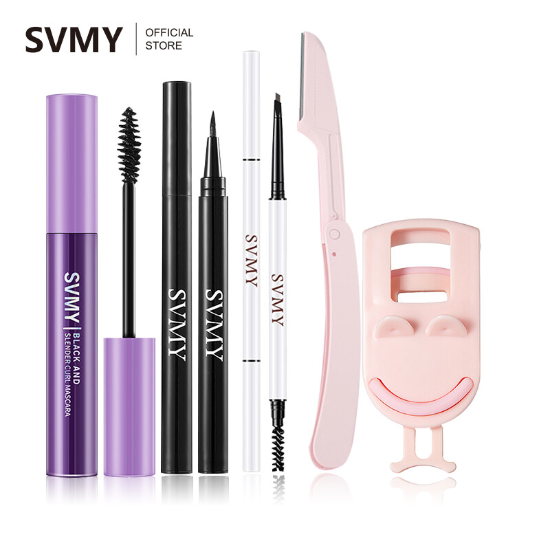 Svmy trang điểm mắt 5 cái Bộ Mascara kẻ mắt bút chì bút chì kẻ lông mày lông mày dụng cụ cắt tỉa Kẹp lông mi trang điểm đa năng cho nữ