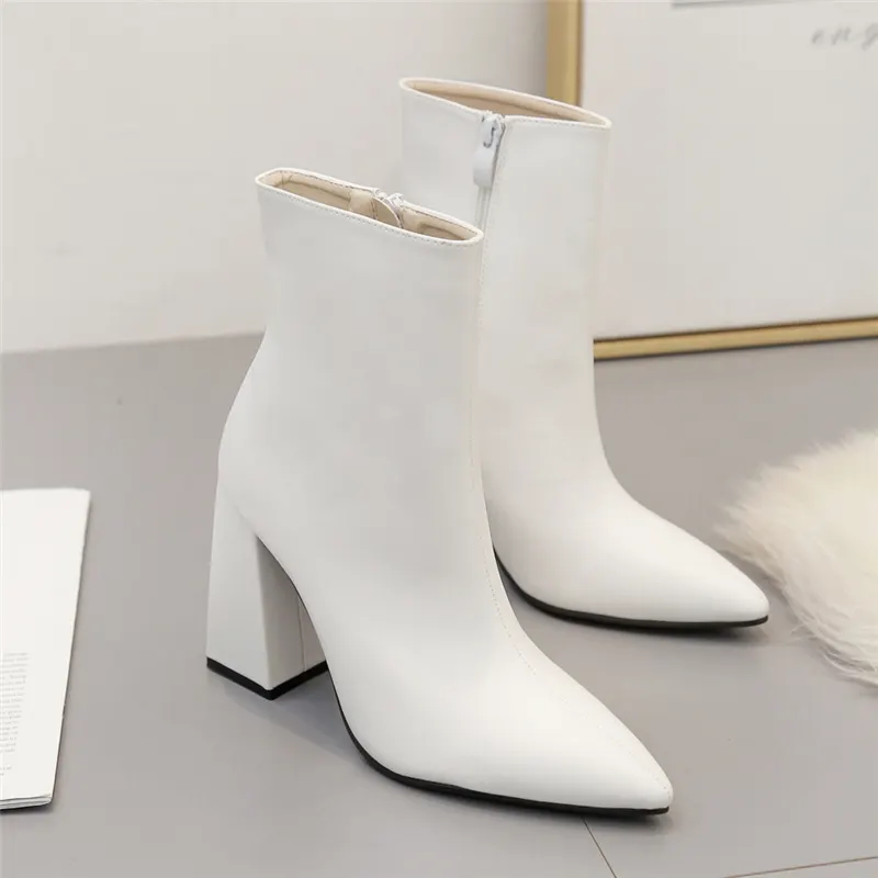 white leather sock boots