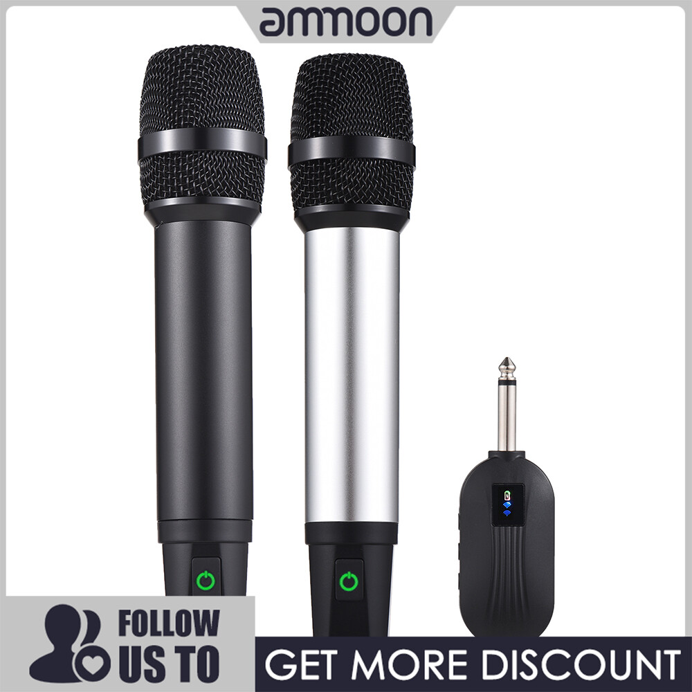 Hệ thống micro không dây uhf với cầm tay micro không dây & receiver có thể sạc lại mic 16 kênh cho video phát sóng trực tiếp phỏng vấn ca hát bên