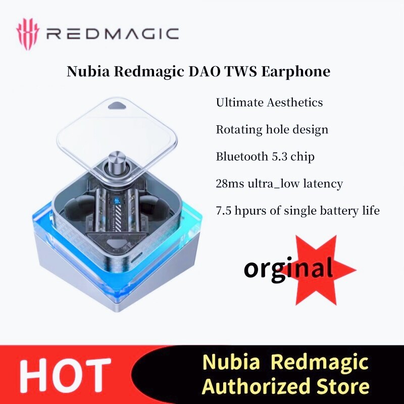 Nubia RedMagic DAO TWS Gaming Earbuds Earphone Wireless Bluetooth 28ms low latency AI Active noise for RedMagic 9s Pro - ยี่ห้อ Redmagic ราคา 10,147 บาท*ส่งฟรี