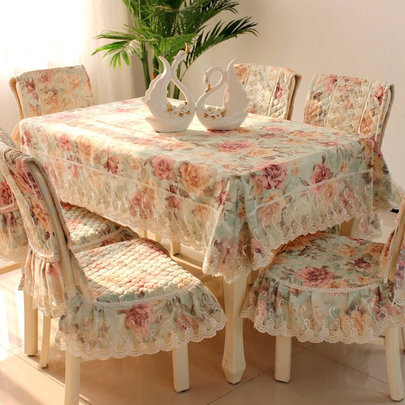 Gambar Chair cover of tea table cloth lace European rural wind table cloth chair cover chair cushion chair cover cloth suits