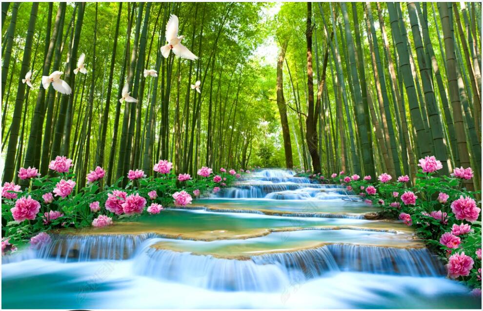 Forest Stream 3D Peel-and-Stick Wallpaper Mural – Waterproof Self-Adhesive PVC Decal For Home Office Dorm Decor 366x254cm