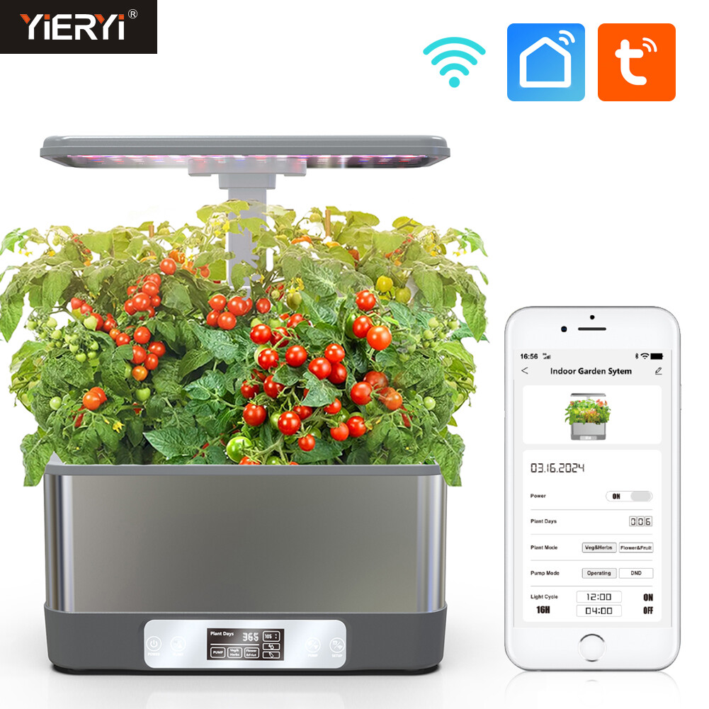 Yieryi Indoor Smart Hydroponic System with Touch Screen, LED Full-Spectrum, tuya App Control for Herbs, Vegetables, and Flowers Growth ราคา 2,427 บาท*ส่งฟรี