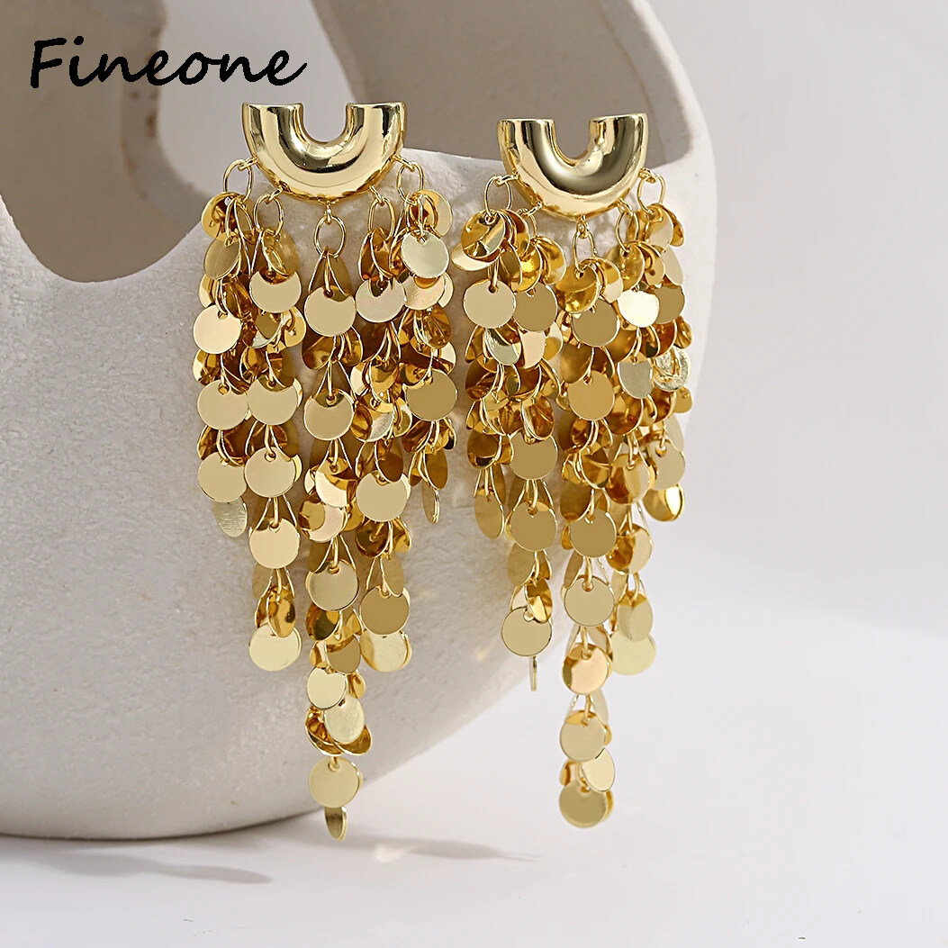 Gold long hot sale tassel earrings