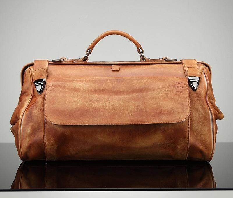 Top Grade Black Coffee Genuine Leather Travel Bag With Metal Buckle Men Fashion Trip Handbags Anti Theft Designer Bag XY-003