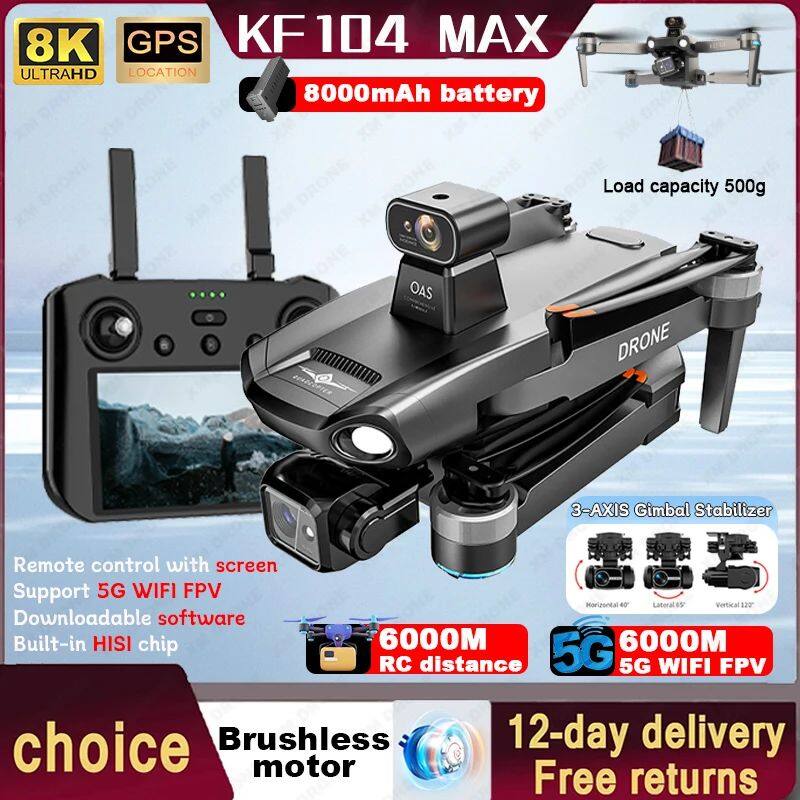 6KM KF104 Drone 8K HD Camera Aerial Photograph GPS Return Automatic Laser Obstacle Avoidance Remote Control with Screen Drones ราคา 9,911 บาท*ส่งฟรี