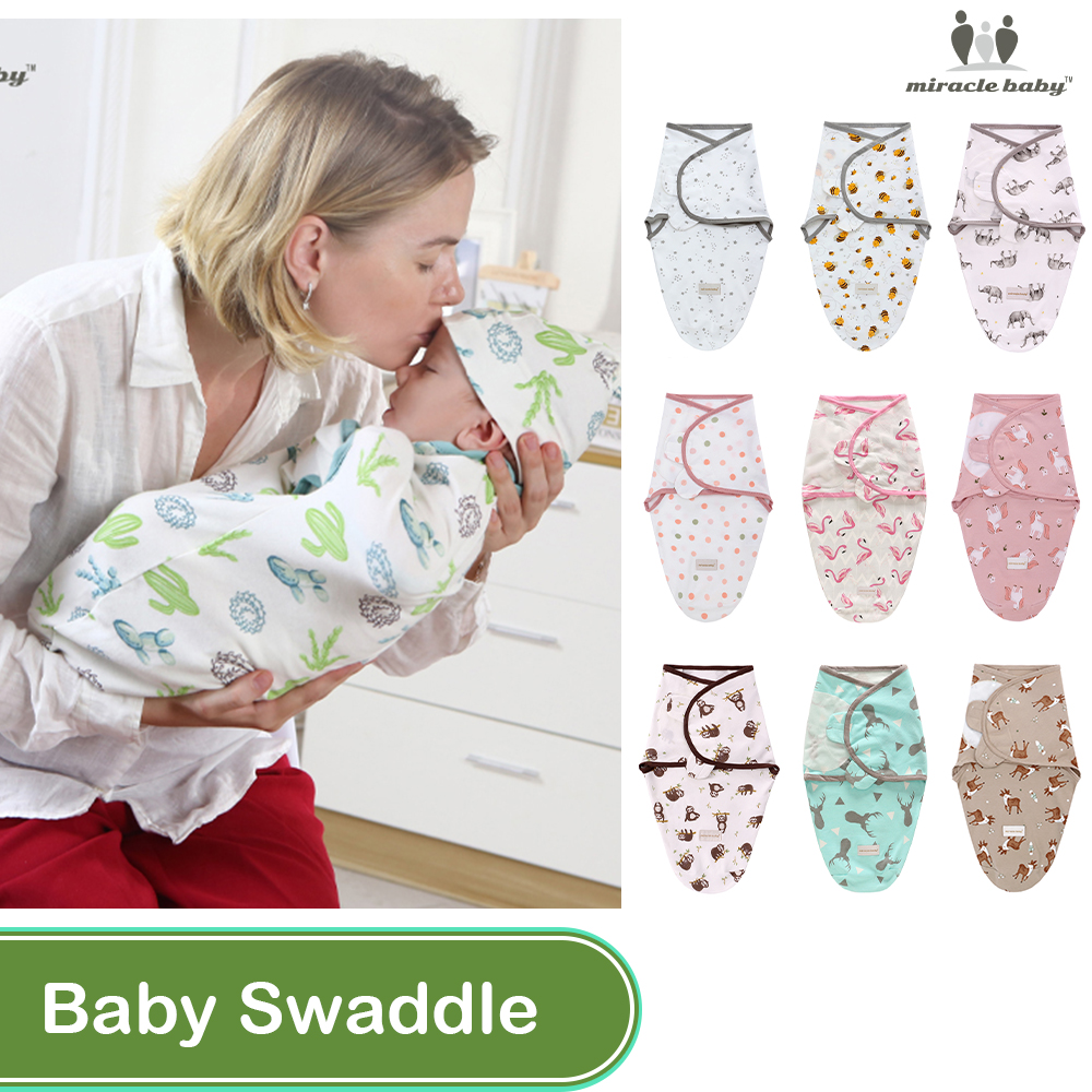 Miracle Baby Newborn baby Swaddle Swaddling Baby Sleeping Bag Newborn Envelope Cocoon Swaddle Wrap Soft 100% Cotton Receiving Blanket Sleepwear 0-6 Months Bedding Set Gift Swaddle Kain Balut Bayi Bedung Lampin Napkin Selimut Bayi ราคา 393 บาท*ส่งฟรี