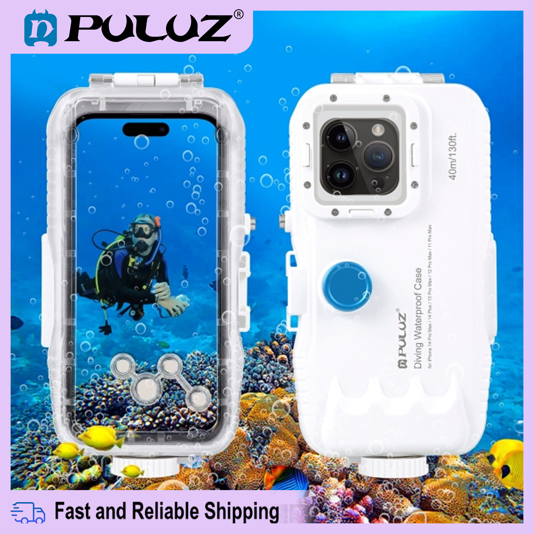 Puluz ốp điện thoại lặn chống nước nắp dưới nước, dành cho iphone 14 plus / 14 pro max / 13 pro max / 12 pro max / 11 pro max