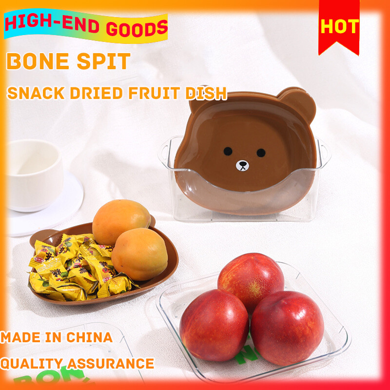 Gambar Spit Bone Plate Cartoon Snack Fruit Plate Garbage Plate Transparent Small Plate Net Red Dinner Plate Desktop Garbage Plate