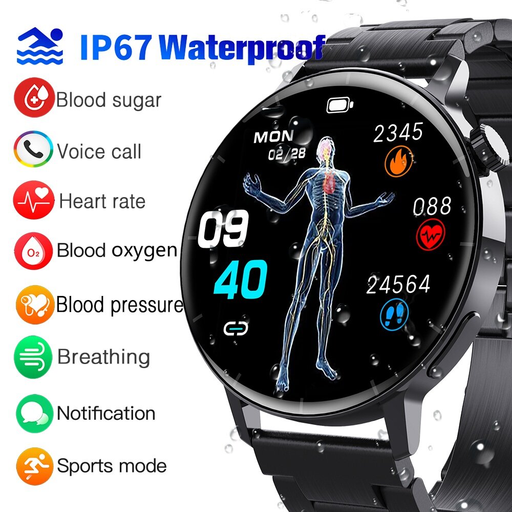 F67S Smart Watch Blood Glucose Sugar Heart Rate Blood Pressure Oxygen Body Temperature Monitoring Smartwatch For Men Women Bluetooth Voice Call Sport Waterproof Bracelet ราคา 999 บาท*ส่งฟรี