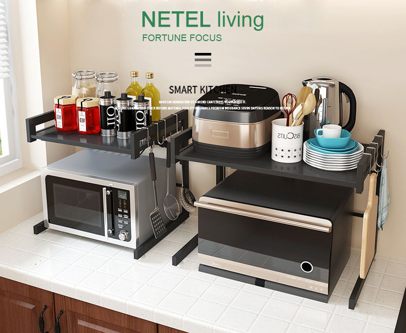 Netel Microwave Oven Rack Expandable Carbon Steel Microwave Shelf