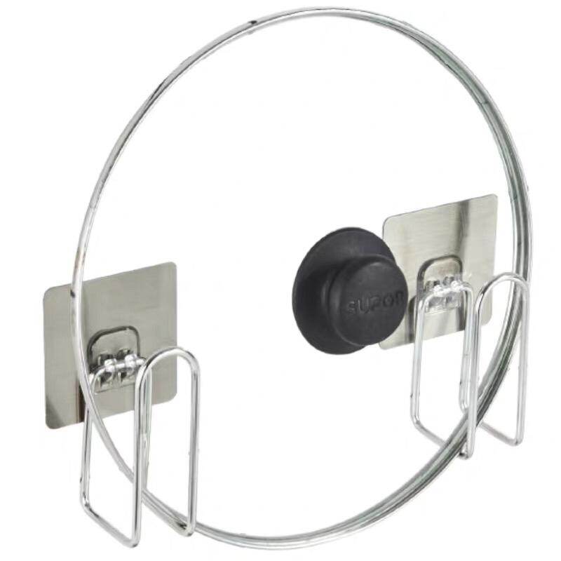 Gambar Lid Hook Stainless Steel ? 3 Pairs ? Pot Self Adhesive Heavy Duty Pot Cover Cup Chopping Board Pan Holder Kitchen Organizer Sticker Strong Tile Glass Mosaic Storage Space Saver Saving