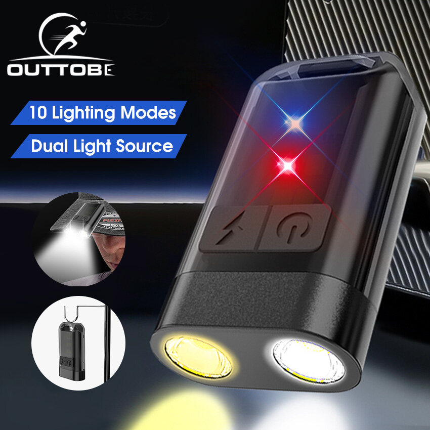 Outtobe Mini Torch Light Keychain Light Portable Mini Flashlight USB Charging Multiple Lighting Modes Ultra Light Strong Light Waterproof Floodlight Whistle Function Strong Magnetic Adsorption Base ราคา 149 บาท*ส่งฟรี